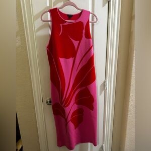 Ann Taylor Red and Pink Floral Midi Dress